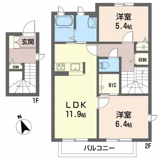 シャーメゾン際波 C棟【2階】の間取り