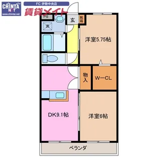 メゾンブローニュ伊勢【2階】の間取り