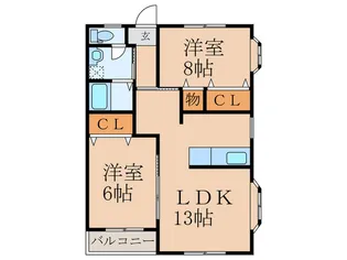 オーク菰田 B棟【1階】の間取り