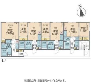 カインドネス狭山ヶ丘North【1階】の間取り