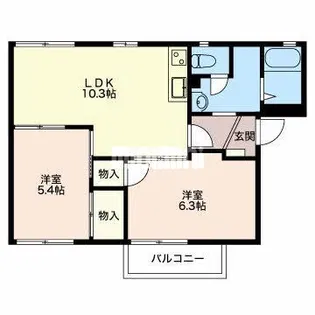 パラッツオ日永西A【1階】の間取り