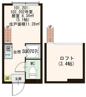 ソレイユ新宿【1階】の間取り