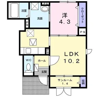 サンシャインB【1階】の間取り