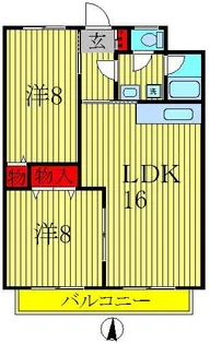 ブルーヒルズA【4階】の間取り