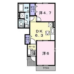 レジデンス四季B【1階】の間取り