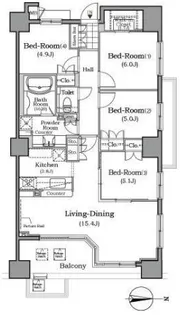 ザ・レジデンス本牧横浜ベイサイド【11階】の間取り