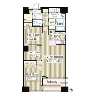 富久クロスコンフォートタワー【50階】の間取り