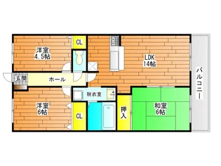 ベルメゾン道明寺【1階】の間取り