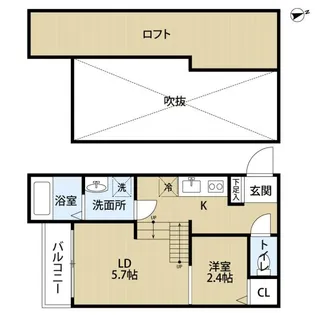 1DKの間取り画像