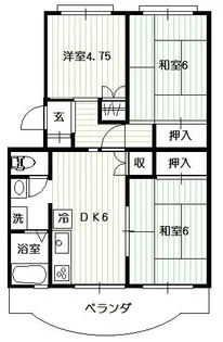 ハイネス入間ガーデニア1号棟【3階】の間取り