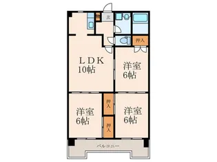 オアシス霧ヶ丘III【ペット】【3階】の間取り