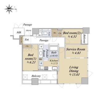 ジオタワー天六【32階】の間取り