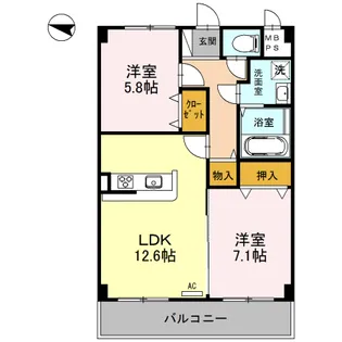 カーサ・フロール【2階】の間取り