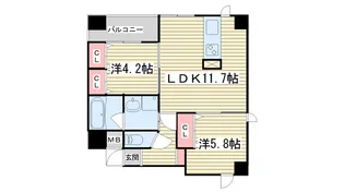 グランドラティス河原町七条【4階】の間取り