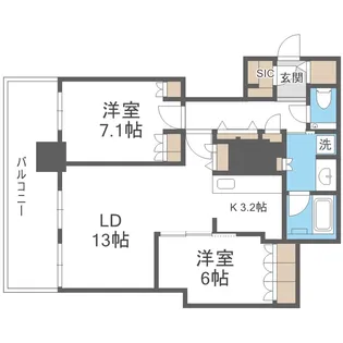 ザ・札幌タワーズ イーストタワー【16階】の間取り