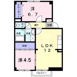ヴィラージュツボノI【2階】の間取り
