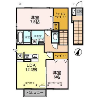 ジュネス東岩瀬A棟【2階】の間取り