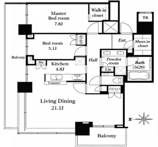 ザ・パークハウス晴海タワーズ クロノレジデンス【43階】の間取り