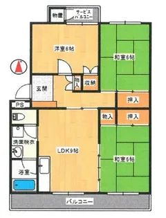 館林グリーンハイツ 2号棟【3階】の間取り