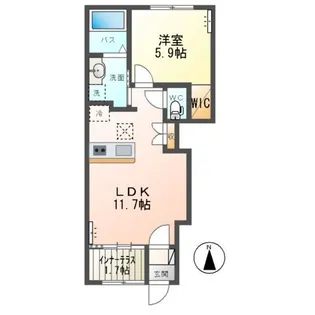 仮)那珂市菅谷字杉原新築アパート【1階】の間取り