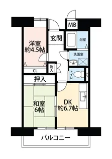 公社賃貸SMALIO 山坂【5階】の間取り