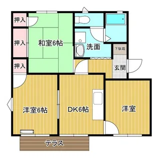 ヴェルヴェデーレ・ハイツC【1階】の間取り