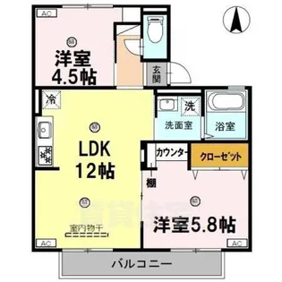 ルミエールA棟【1階】の間取り