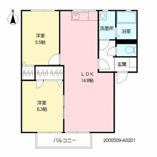 クレール福井【2階】の間取り