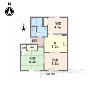 ファミールグランデB【2階】の間取り