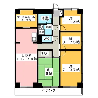 ヴィレッヂワン太平【6階】の間取り