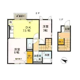 ハイツ天のや【2階】の間取り
