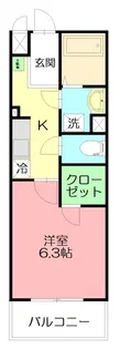 カレッジヒルズB【2階】の間取り