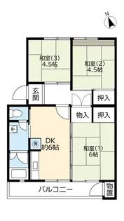 UR新多聞【3階】の間取り