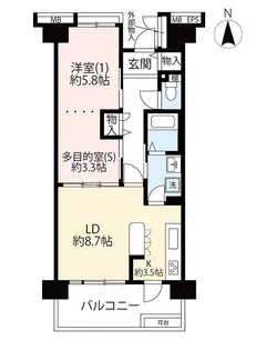 URサンヴァリエ桜堤【2階】の間取り