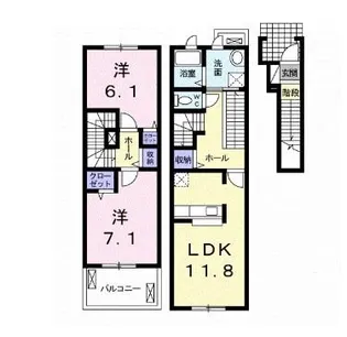 レスぺヘリオスB【2階】の間取り