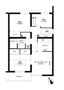 上目黒小川坂ハイツ【2階】の間取り