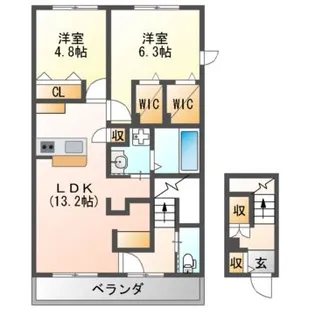 メゾンドコンフィ【2階】の間取り