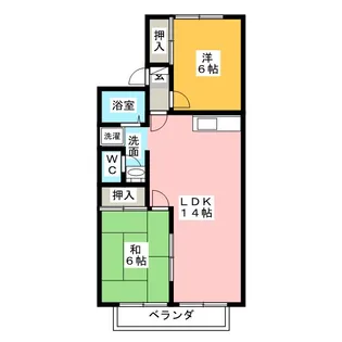 イーストアヴェニューD棟【2階】の間取り
