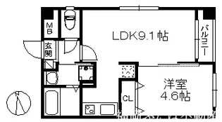 フィオルーナ西新【4階】の間取り