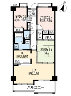 UR幕張ベイタウンパティオス7番街【4階】の間取り