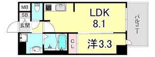 プレサンスブルーム新神戸【8階】の間取り