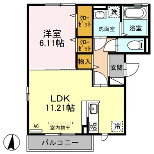 クオリティー西本町【1階】の間取り