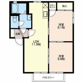 キャトルセゾンD【2階】の間取り