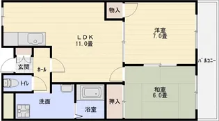 サンハイツ旭ヶ丘【4階】の間取り