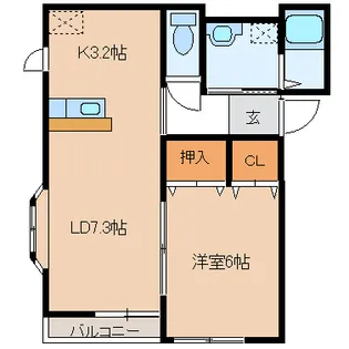 カームフラットI【1階】の間取り