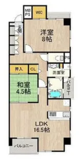 大阪府大阪市東住吉区杭全6丁目【マンション】の間取り