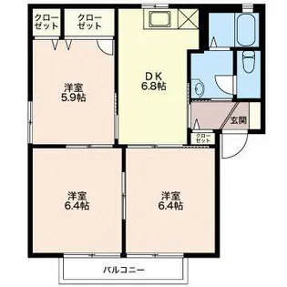 フォーレスパルK B棟【1階】の間取り
