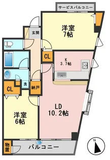 クールドゥサンセール【5階】の間取り