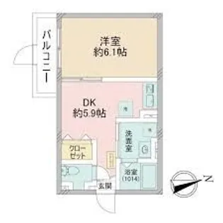 1DKの間取り画像