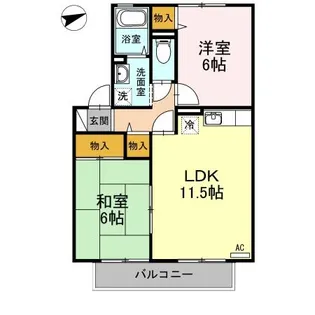 ディアコート湖山【2階】の間取り